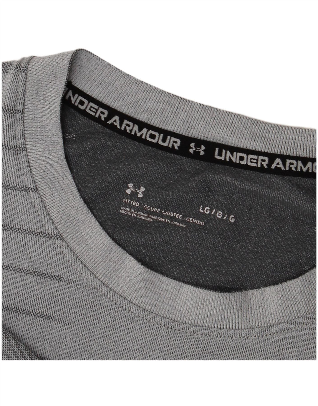 Tricou grafic Under Armour pentru bărbați Top mare, gri cu dungi