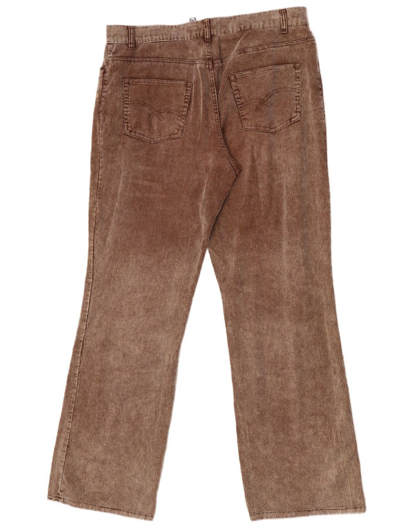 Fishbone Mens Straight Corduroy Trousers XL W36 L34 Brown Cotton
