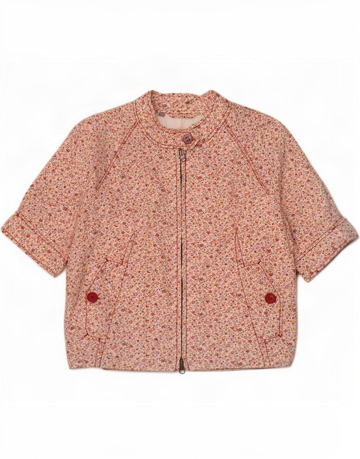 Jachetă vintage pentru femei Crop Bomber UK 12 Medium Multicolor Floral