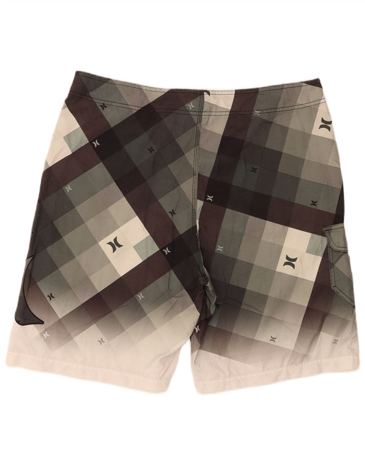 HURLEY Mens Graphic Swimming Shorts XL Grey Check