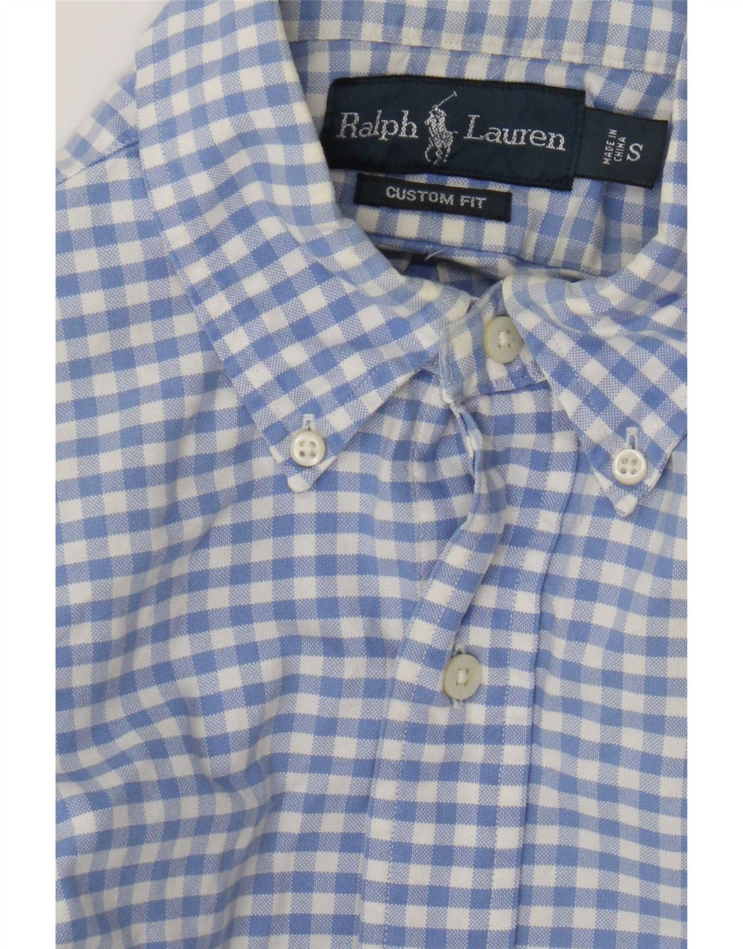 Cămașă personalizată pentru bărbați Ralph Lauren, din bumbac, albastru Gingham