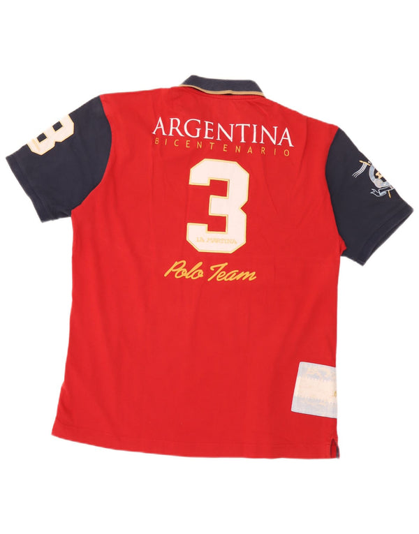 Tricou polo La Martina pentru bărbați Bicentenario de Revolucion Mayo Rugby XL, roșu