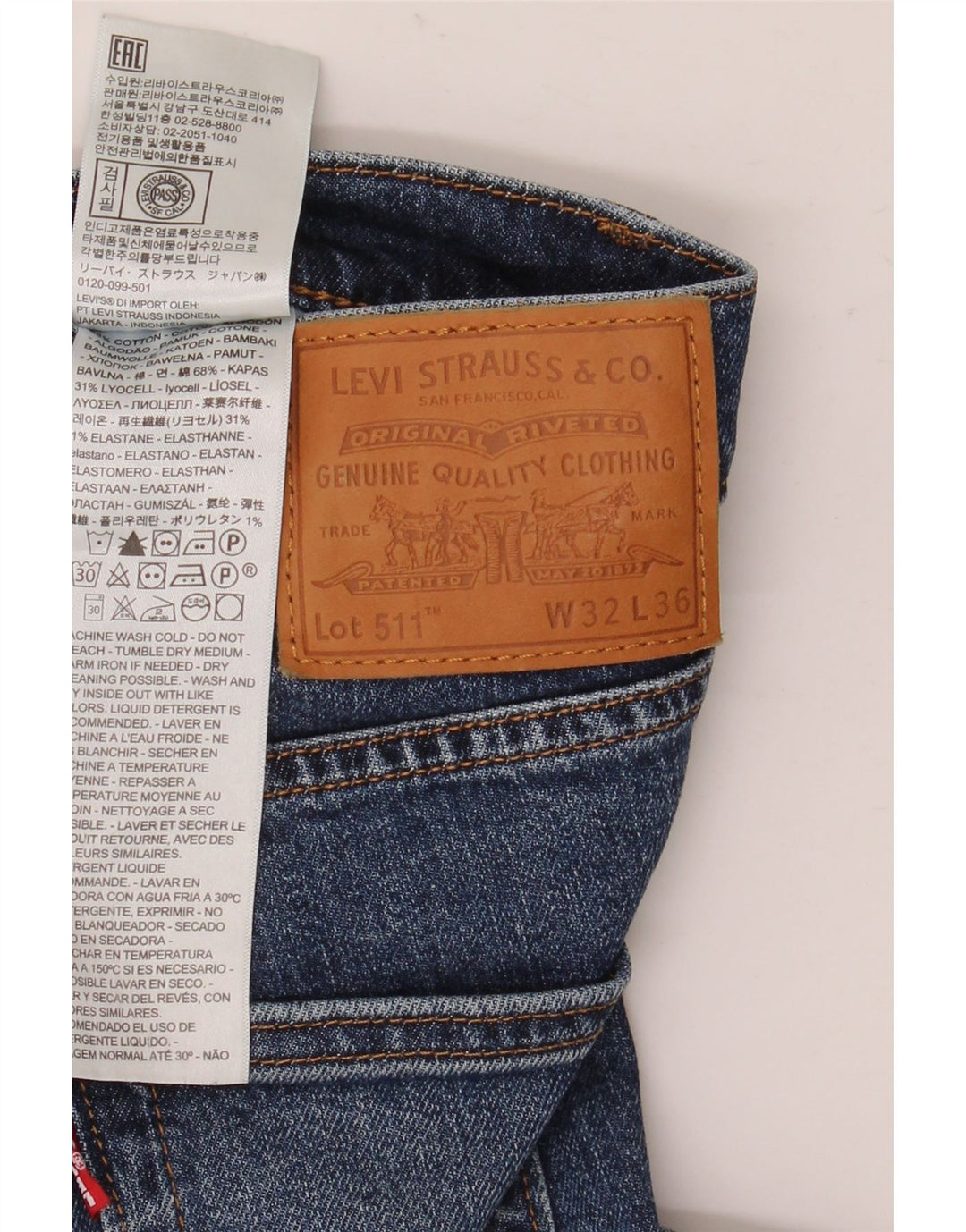 Blugi Levi's 511 Slim pentru bărbați W32 L36 Bumbac albastru