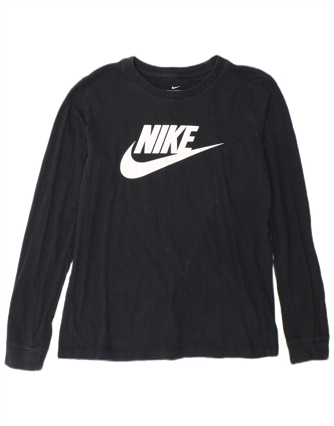 Top grafic pentru femei Nike cu mânecă lungă UK 10, bumbac negru mic
