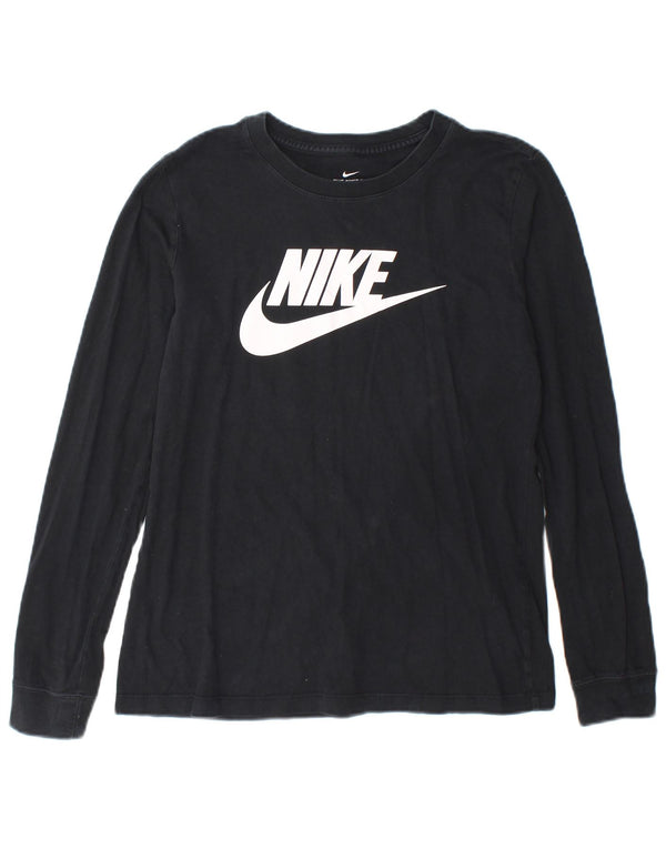 Top grafic pentru femei Nike cu mânecă lungă UK 10, bumbac negru mic