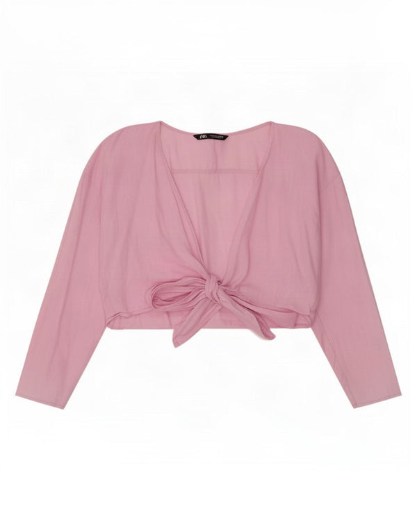 Top cardigan cu mâneci lungi pentru femei Zara UK 14, mare, roz, in