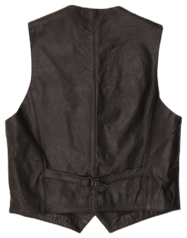 Vestă din piele vintage pentru bărbați IT 50 Medium Negru