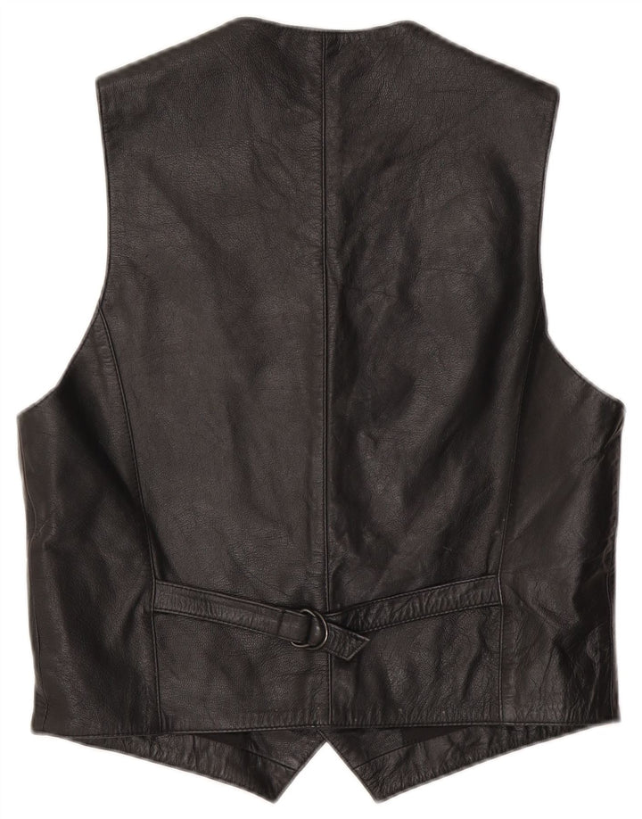 Vestă din piele vintage pentru bărbați IT 50 Medium Negru