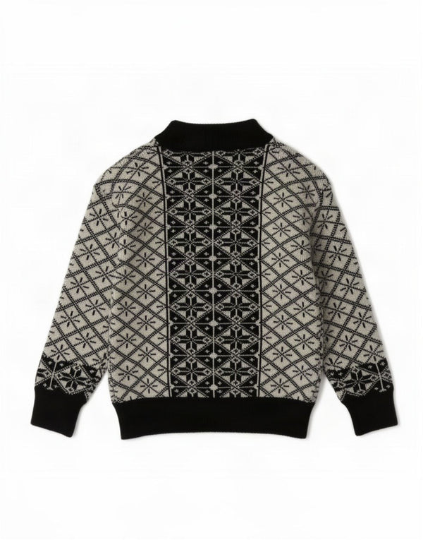 Pulover cu gât țestoasă pentru băieți vintage 7-8 ani Spandex geometric negru