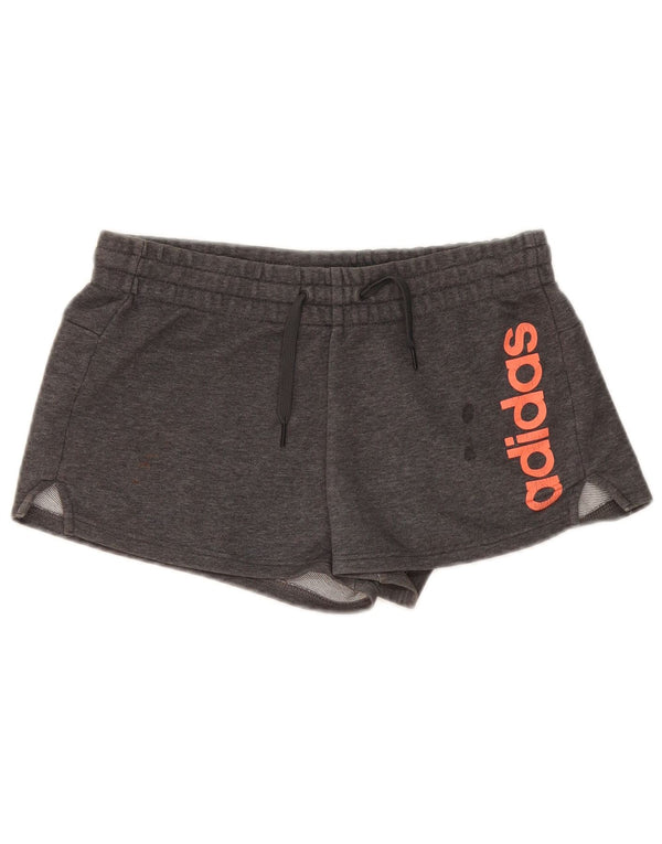 Pantaloni scurți sport grafic Adidas pentru femei UK 8/10, bumbac gri mic