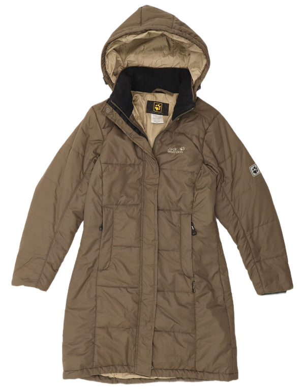 Jack Wolfskin Palton căptușit cu glugă pentru femei UK 10 Poliester kaki mic