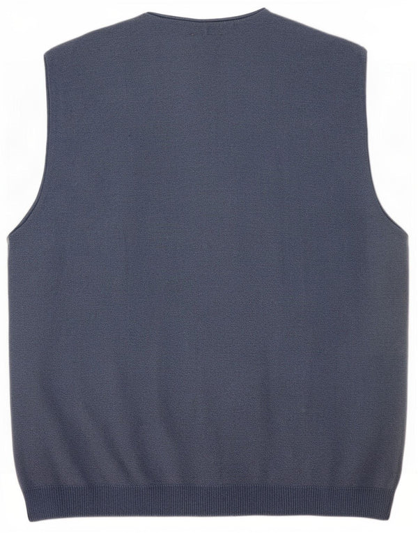 Pulover cardigan fără mâneci pentru bărbați Rodes, bumbac geometric XL, albastru