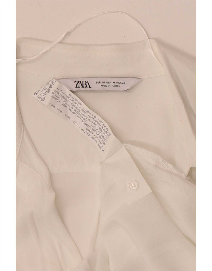 Bluză cămașă pentru femei Zara UK 12 Medium White Viscose