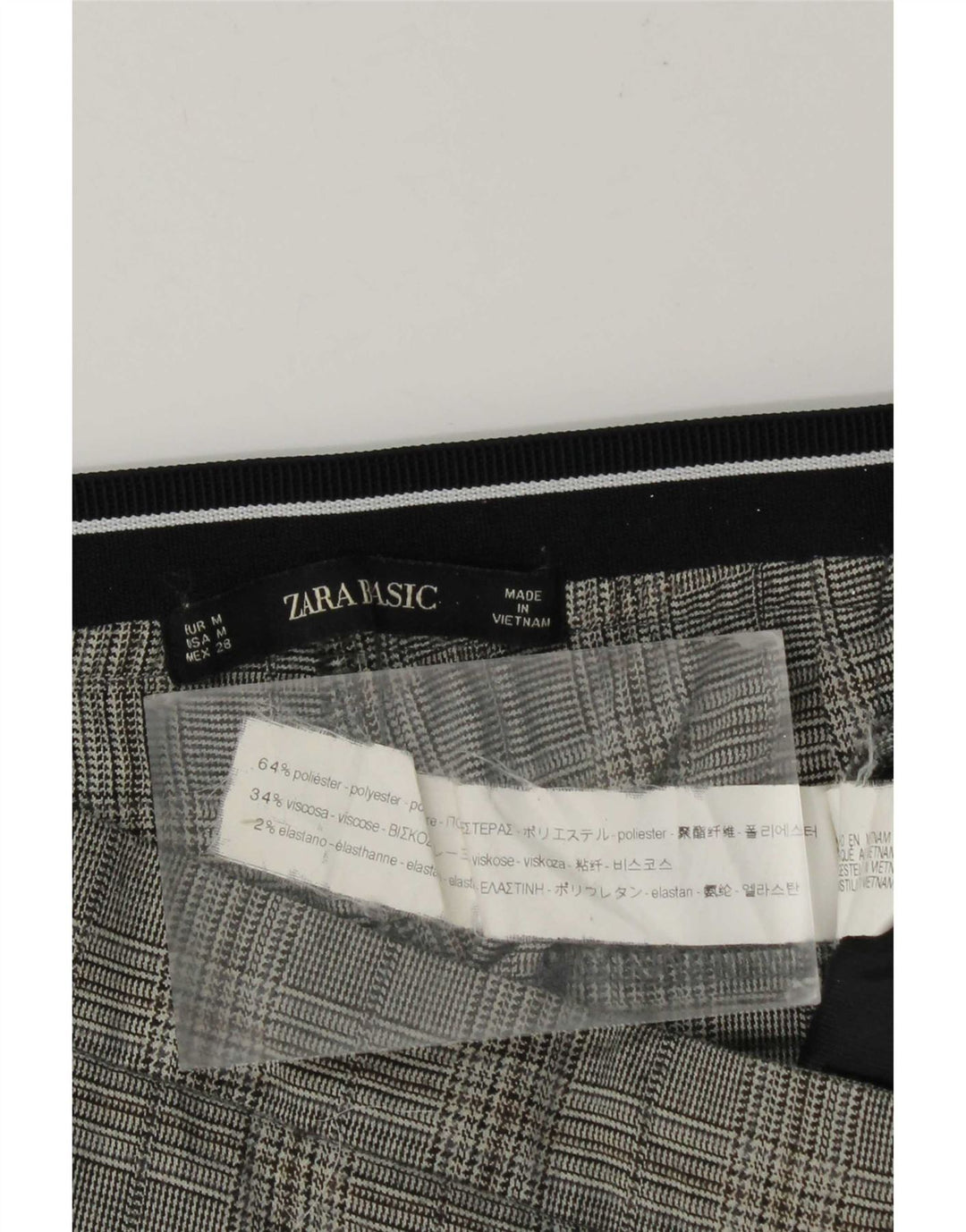 Pantaloni de costum drepți pentru femei Zara Mediu L28 L27 Poliester cu carouri gri