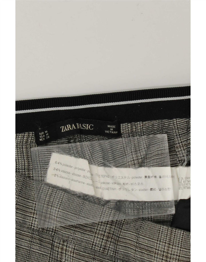 Pantaloni de costum drepți pentru femei Zara Mediu L28 L27 Poliester cu carouri gri