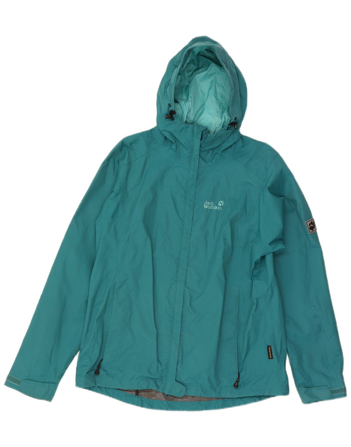 Jack Wolfskin Jachetă de ploaie cu glugă pentru femei UK 18 XL Turcoaz Poliamidă