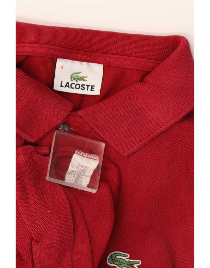 Lacoste Mens Polo Shirt Size 4 Medium Burgundy Cotton