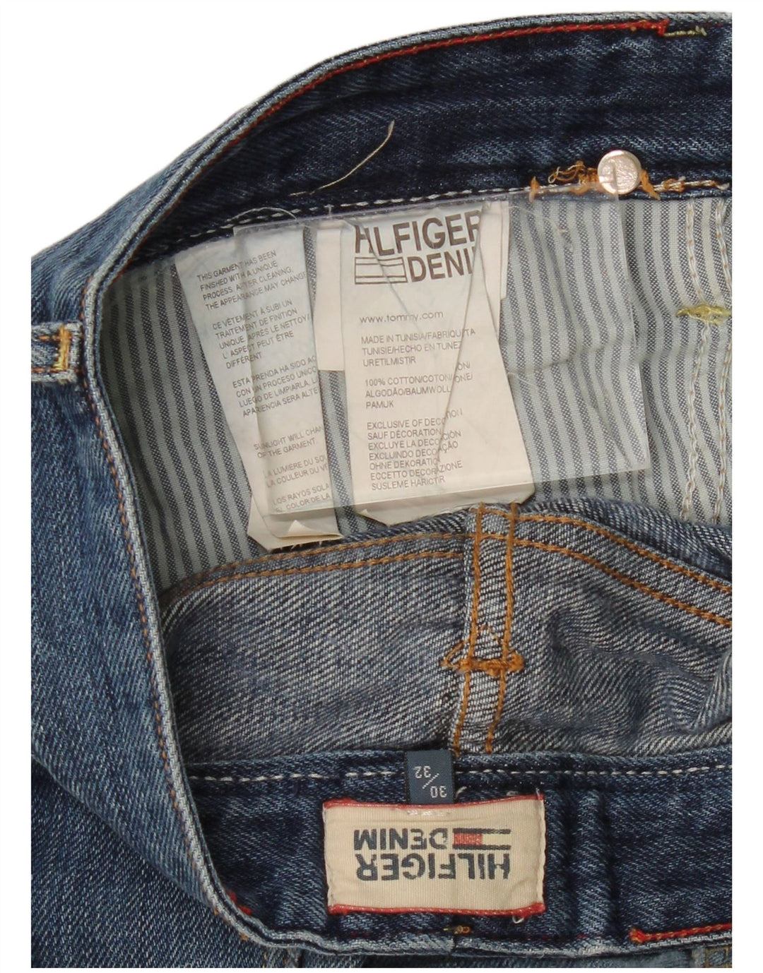 TOMMY HILFIGER Blugi Distressed drepte pentru bărbați L30 L32 Bumbac albastru