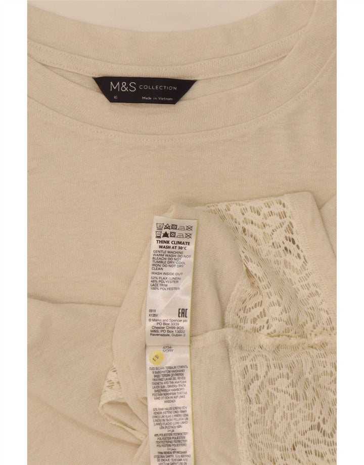 Tricou supradimensionat pentru femei Marks & Spencer Top UK 16 Large Beige Linen