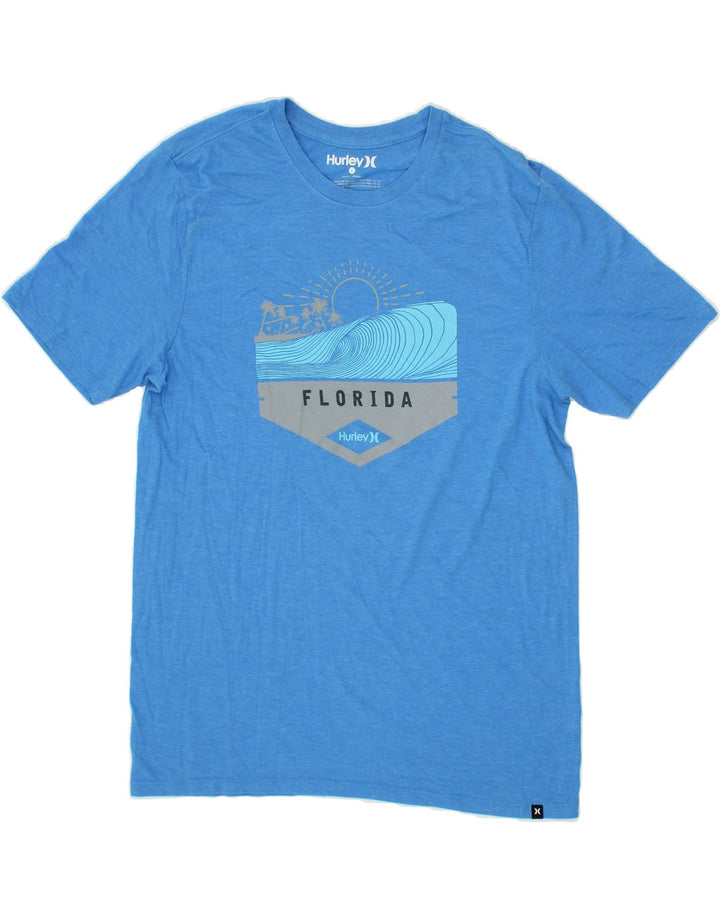 HURLEY Mens Graphic T-Shirt Top Large Blue Polyester Vintage Hurley and Second-Hand Hurley from Messina Hembry 