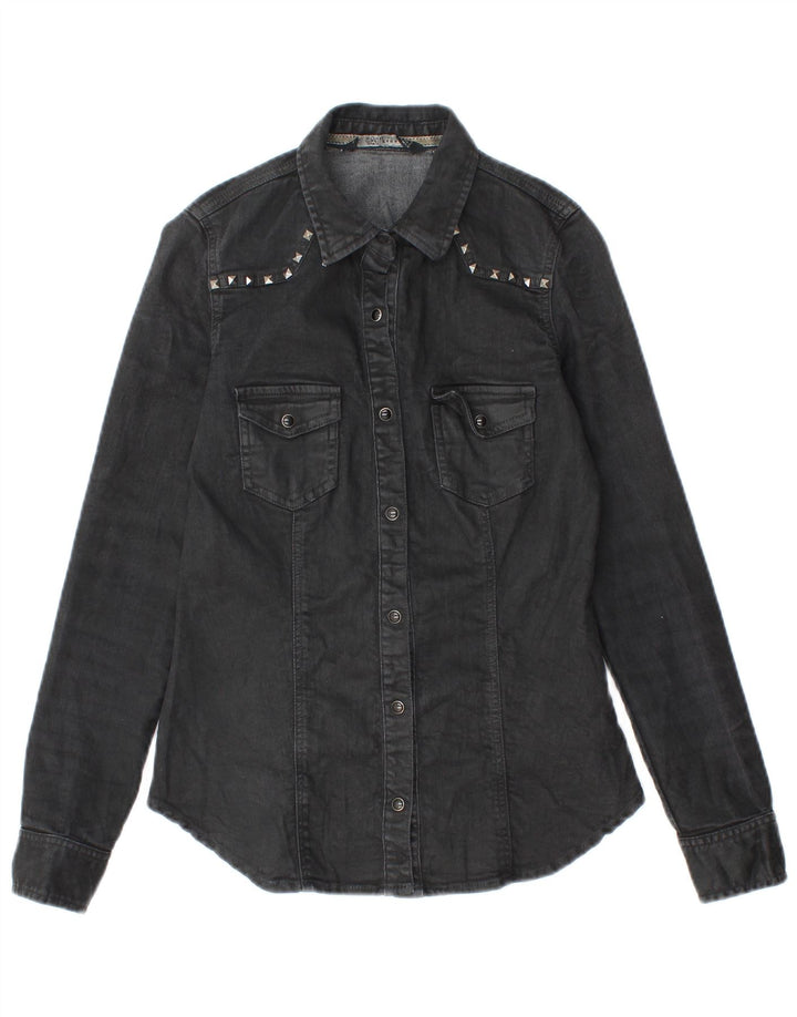 Cămașă de blugi pentru femei Zara UK 10 Bumbac negru mic