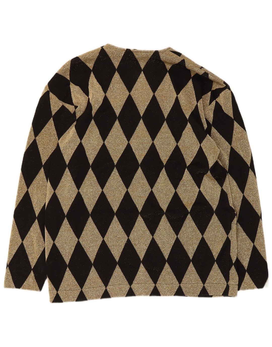 Pulover vintage cardigan supradimensionat pentru femei UK 16 Large Black Argyle/Diamond