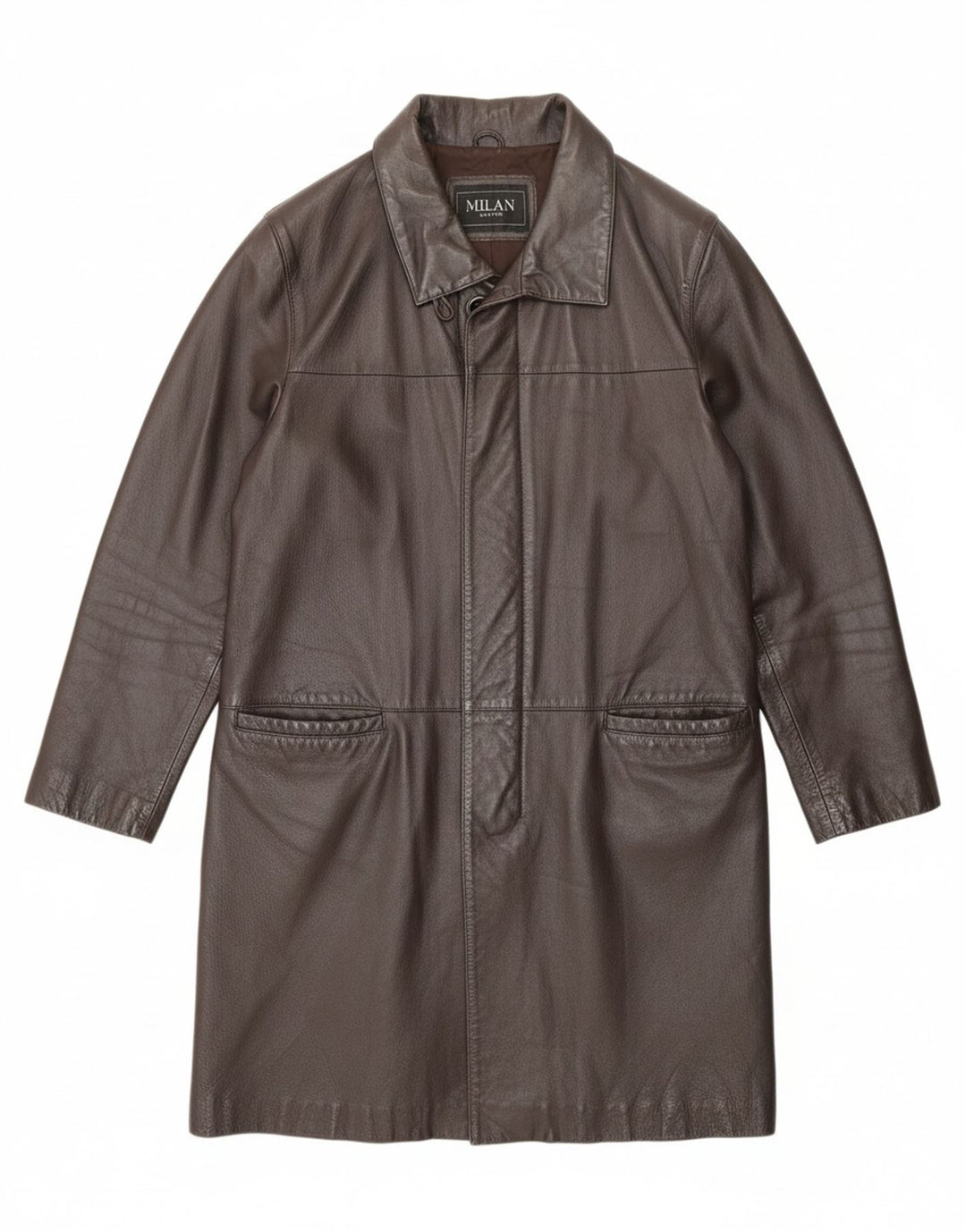 MILAN Womens Leather Coat UK 12 Medium  Brown Leather