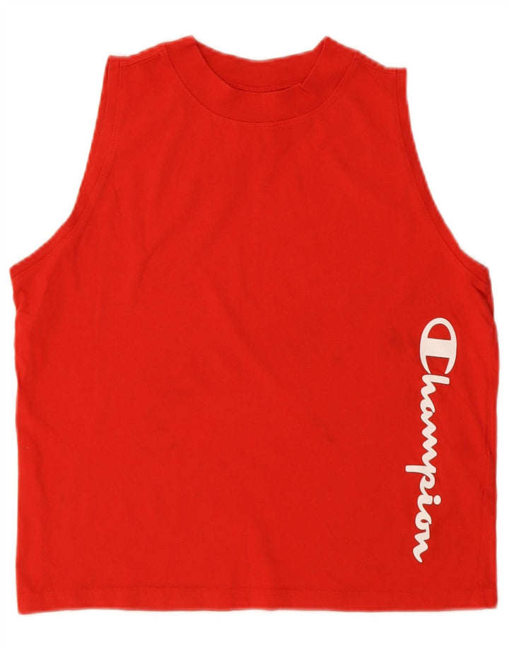 Vestă cu grafică Champion pentru femei UK 10 Small Red Bumbac