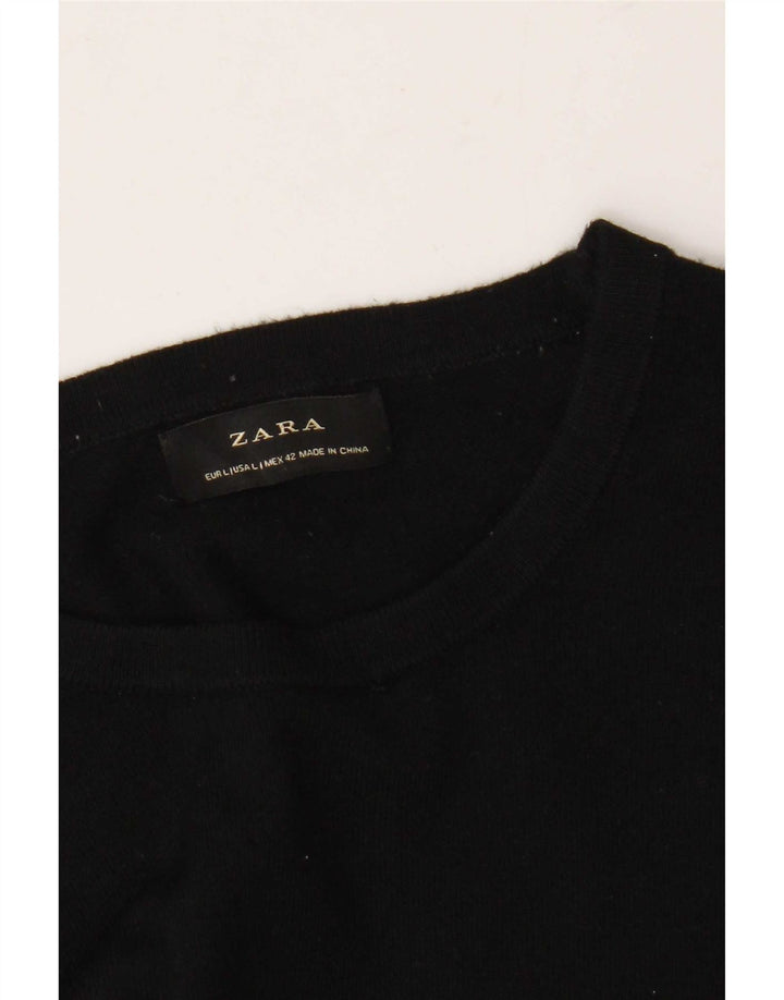 Pulover pentru bărbați Zara, cu decolteu, mare, negru