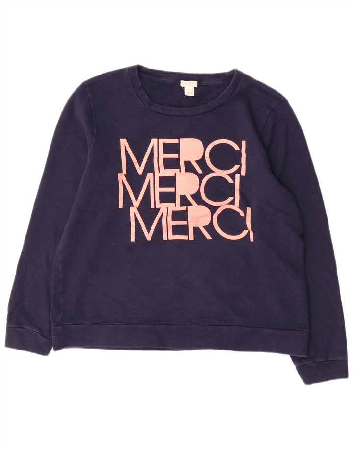 J. CREW Pulover cu grafic pentru femei UK 16 Mare Bumbac bleumarin