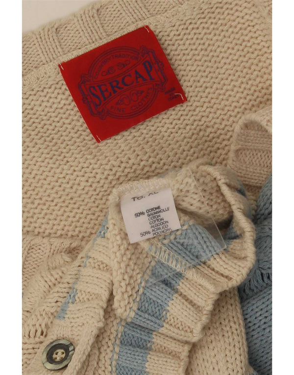 Pulover cardigan pentru bărbați Sercap XL, bej, bumbac color bloc