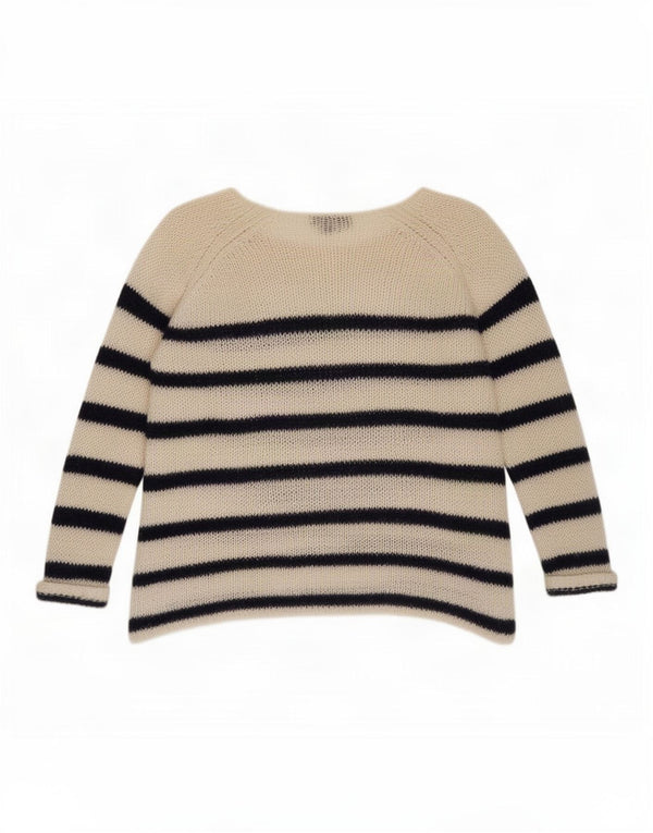 Topshop Pulover supradimensionat pentru damă, cu gât de barcă, UK 10, Bej, în dungi