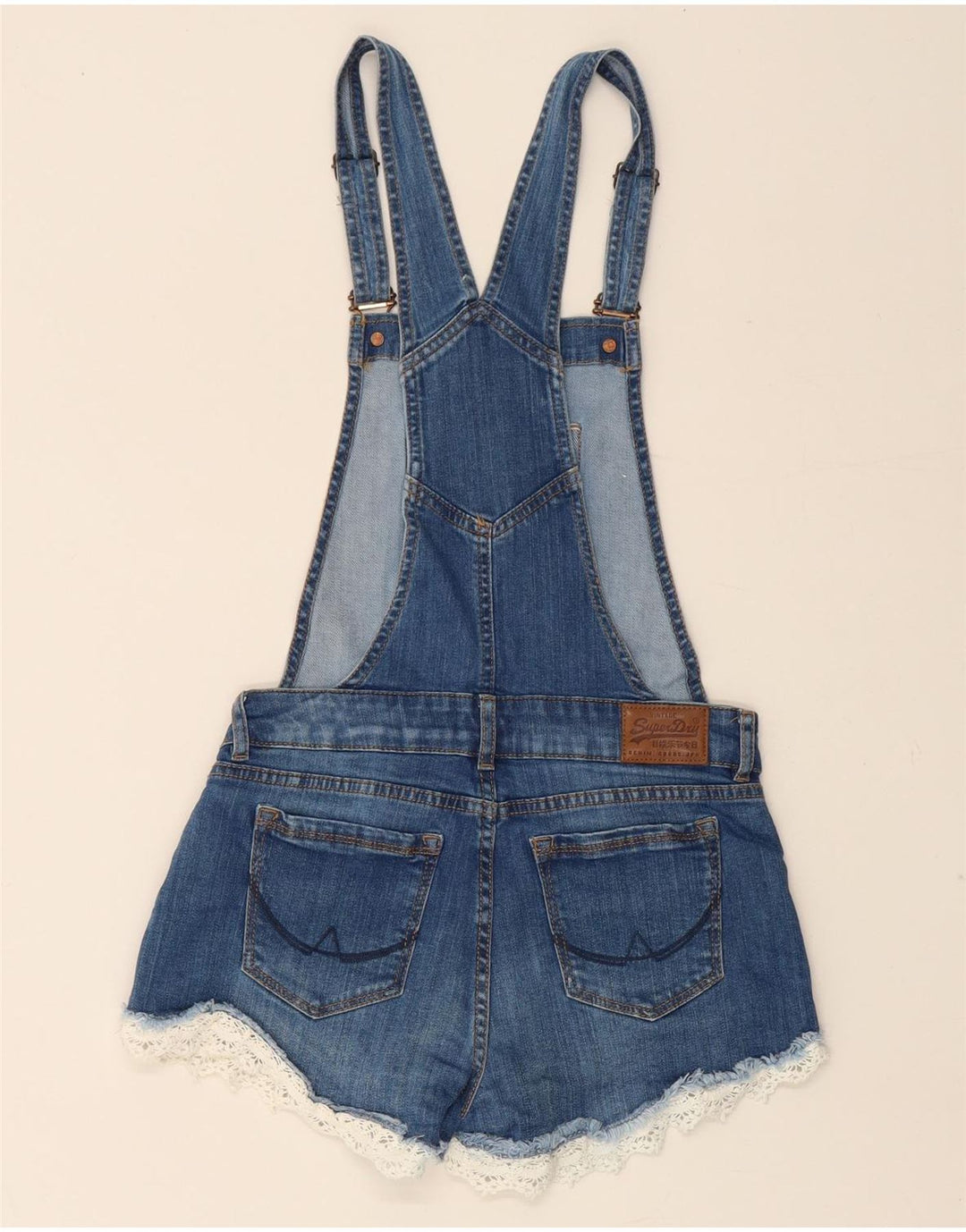 SUPERDRY Pantaloni scurți din blugi pentru femei, XS W25, bumbac albastru