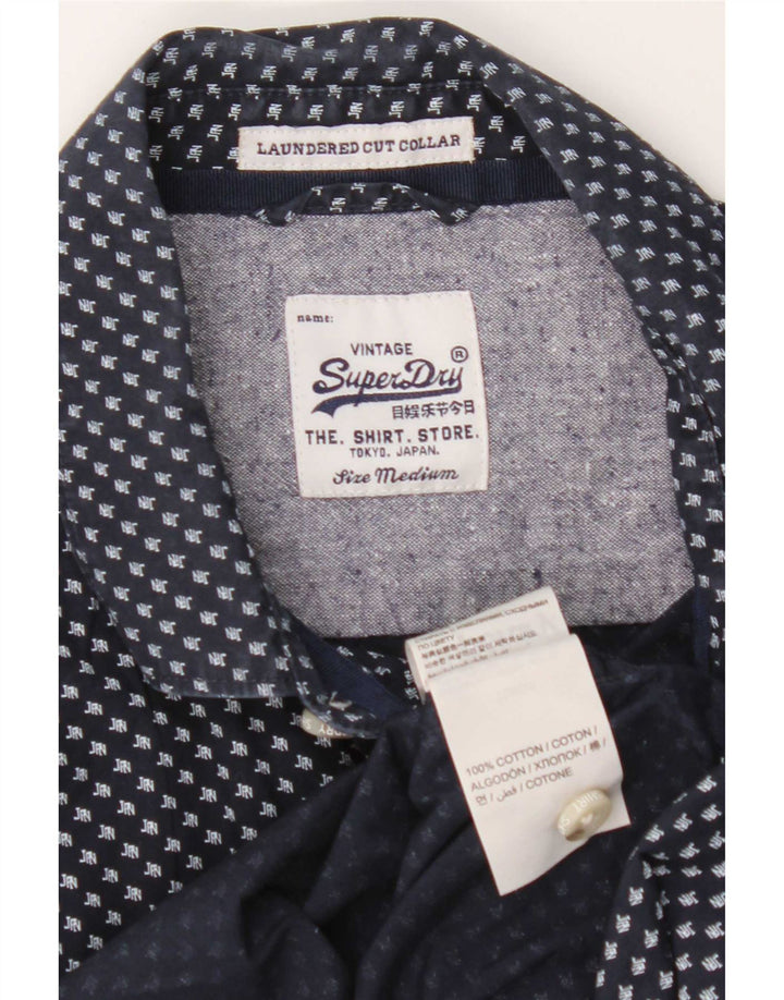 Cămașă cu mânecă scurtă pentru bărbați Superdry, bumbac geometric albastru mediu