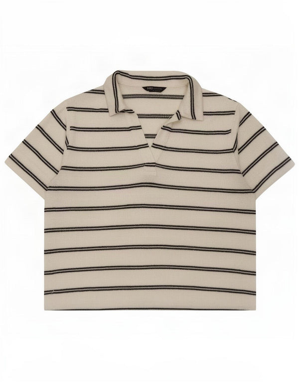 Tricou polo Marks & Spencer pentru femei UK 14 Poliester cu dungi albe mari