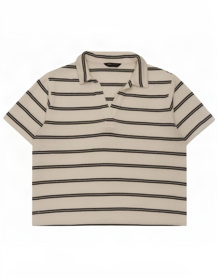 Tricou polo Marks & Spencer pentru femei UK 14 Poliester cu dungi albe mari