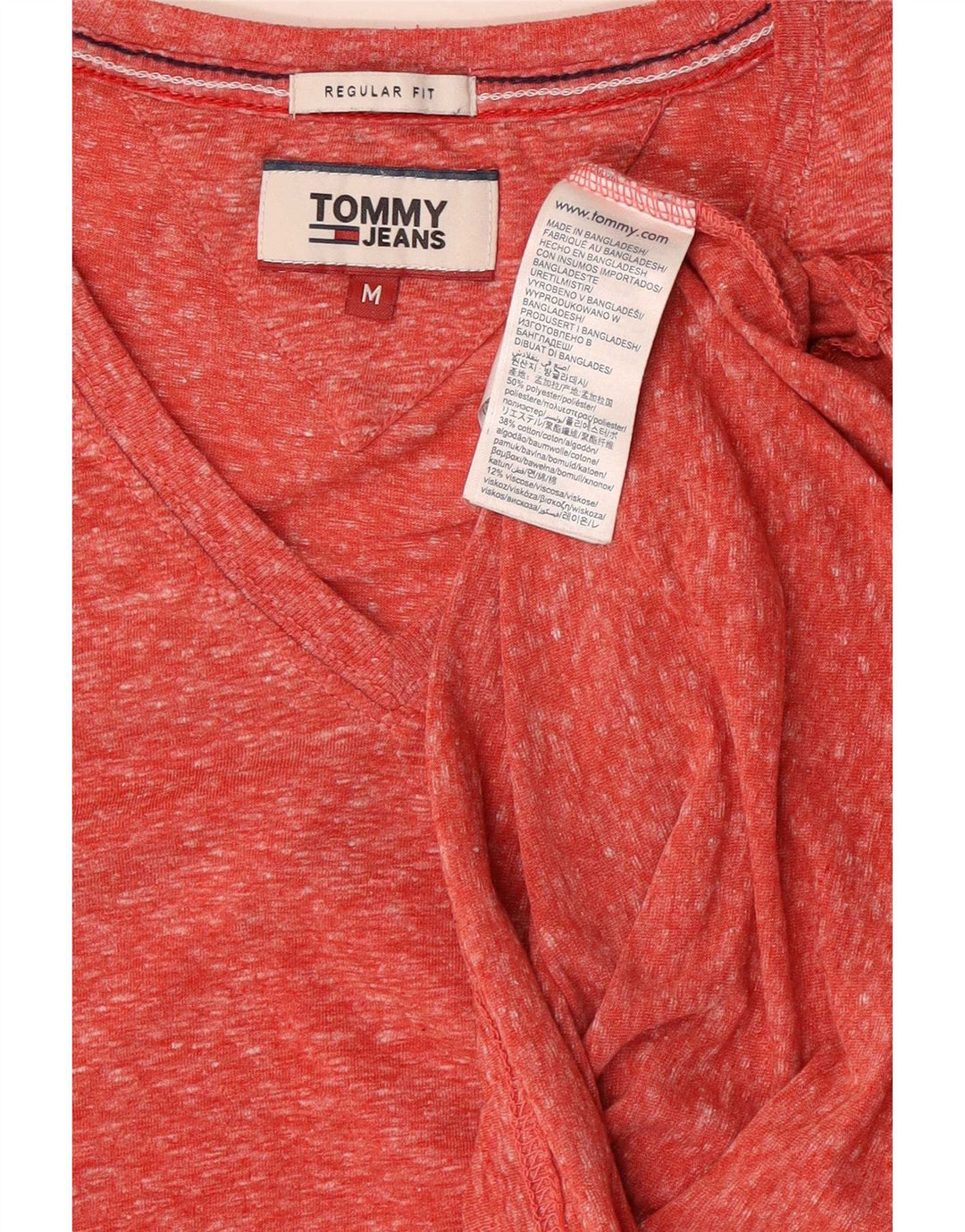Tricou Tommy Hilfiger pentru bărbați, cu croiala normală, top mediu roz din poliester cu pete