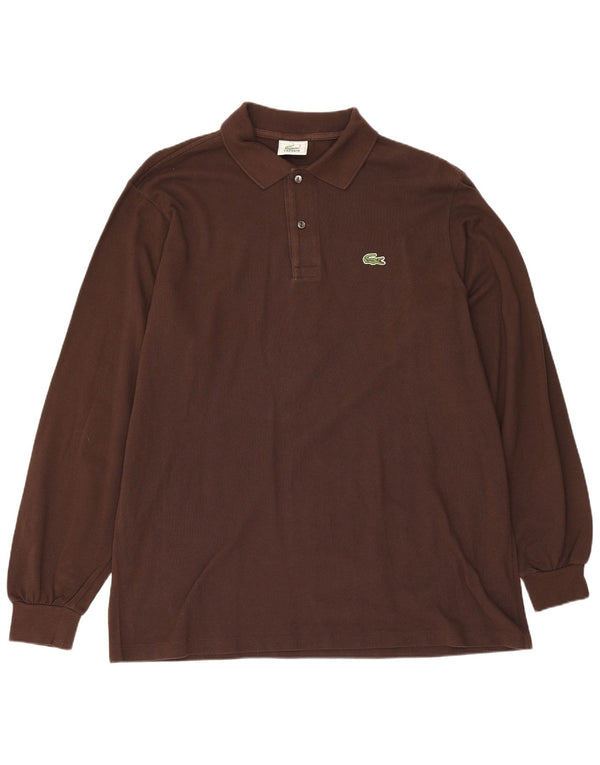 Tricou polo pentru bărbați Lacoste cu mânecă lungă, mărimea 5, bumbac maro mare