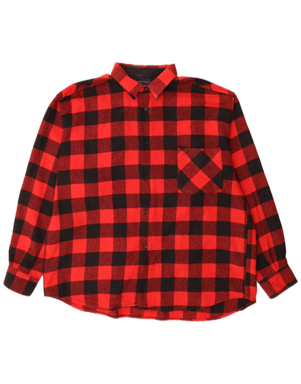 Colombus Mens Overshirt Flannel Shirt XL Red Gingham Polyester