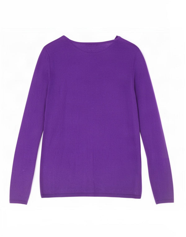 Pulover pentru femei Jigsaw cu gât de barcă UK 12 Mătase violet mediu
