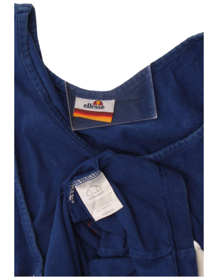 Bluză cu vestă cu grafică pentru femei Ellesse UK 14, bumbac color bloc albastru mediu