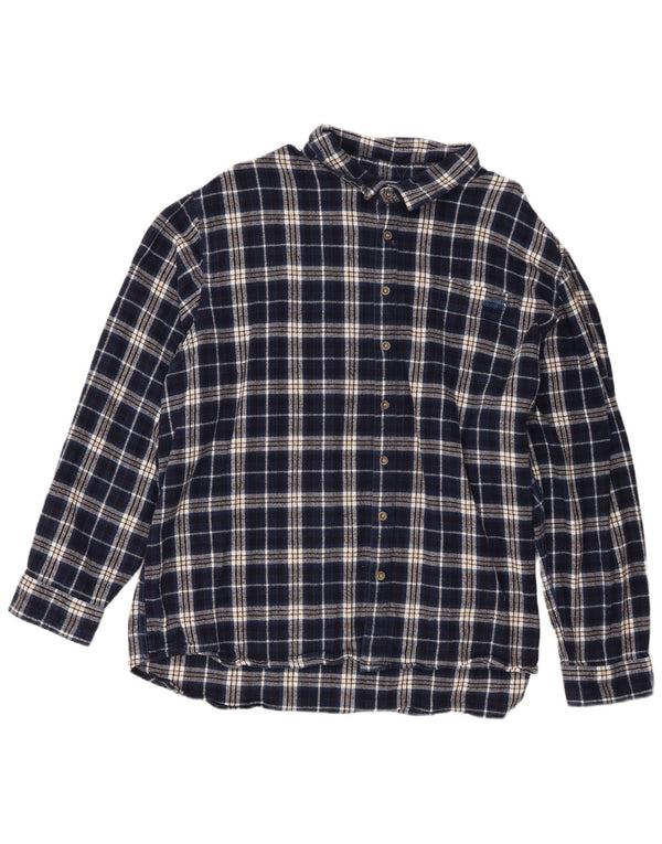 Cămașă de flanel pentru bărbați Weird Fish 4XL, bumbac cu carouri bleumarin