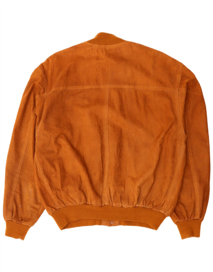 Jachetă Bomber Vintage pentru bărbați din piele intoarsa IT 54 2XL din piele maro