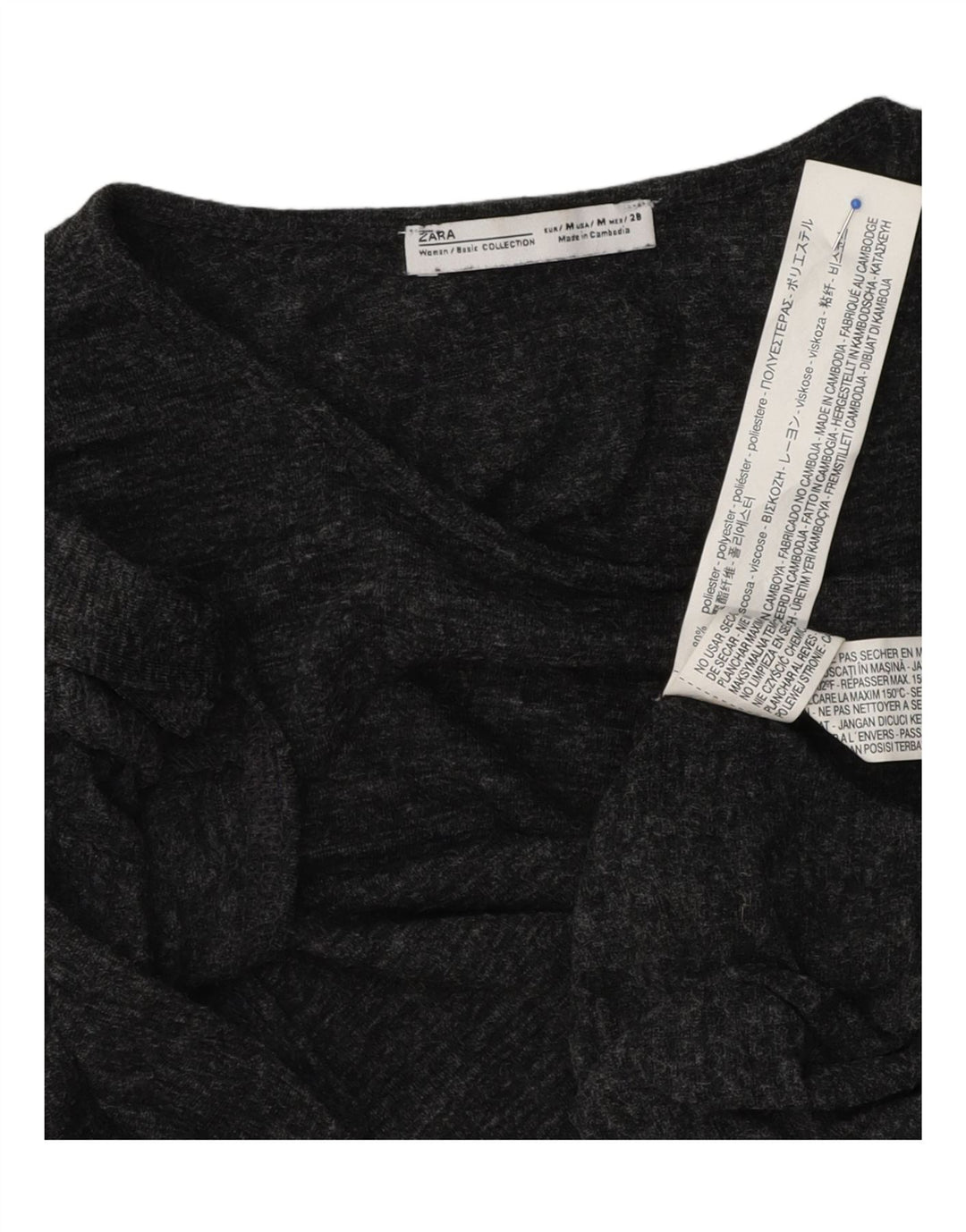Tricou pentru femei Zara UK 12 Poliester cu pături gri mediu