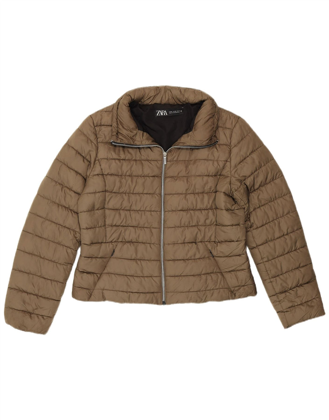 Jachetă căptușită pentru femei Zara UK 20 2XL Kaki Poliester
