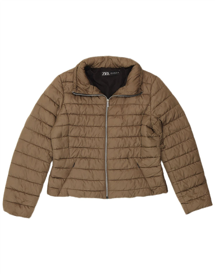 Jachetă căptușită pentru femei Zara UK 20 2XL Kaki Poliester