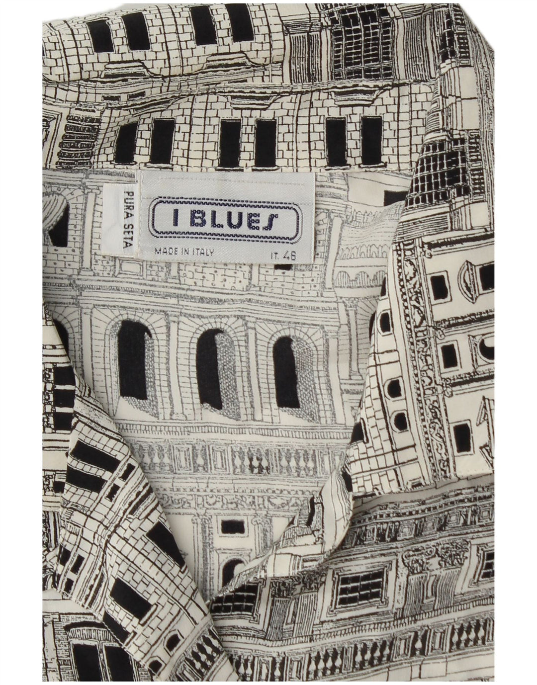 Bluză cămașă cu grafică pentru femei I BLUES IT 46 Mătase mare neagră