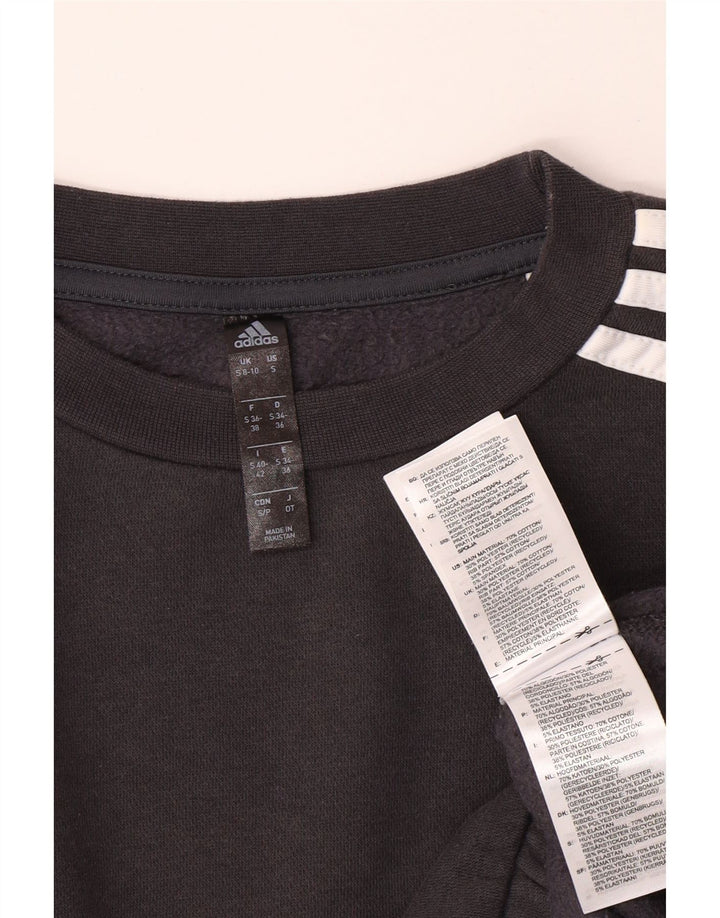 ADIDAS Pulover supradimensionat pentru femei, crop, UK 8/10, bumbac, gri mic