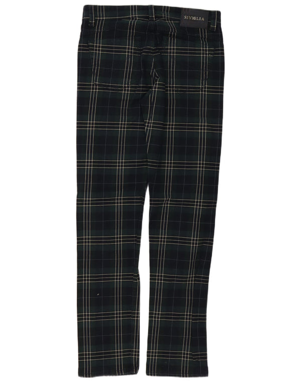 SIVIGLIA Pantaloni Drepți Casual Bărbătesc L31 L34 Bumbac Verde Check