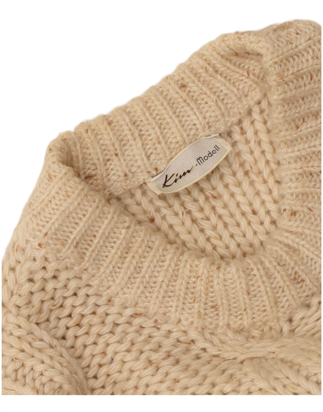 Pulover VINTAGE pentru femei cu decolteu triplu UK 16, mare, alb